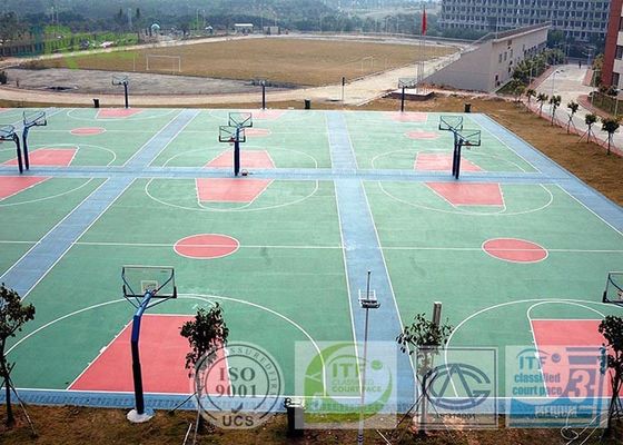 Environmental Tennis Flooring Surfaces No Smell With Buffer Coat And Top Coat