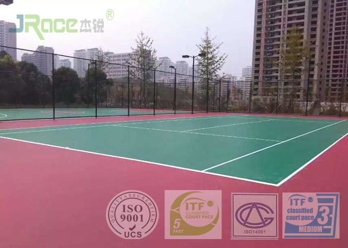 Solid Acrylic Sports Flooring Fadeless Surface 2-7 Mm Thickness For Stadium